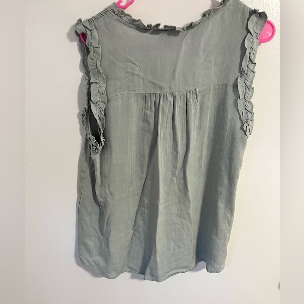 Mine Light Blue/green Ruffle Top size L - Picture 3 of 5